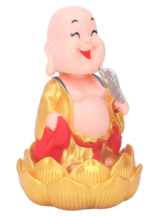 Pomya Solar Buddha Statue Toy, Car Dashboard, Solar Laughing Buddha Toy, Auto Luck for Window (Golden) - Image 1